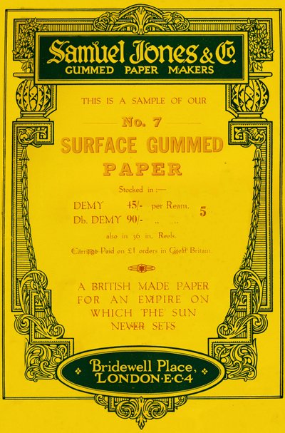 Samuel Jones & Company Yapışkanlı Kağıt Üreticileri reklamı, 1919 by Unbekannt