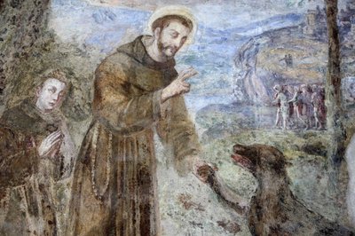 Santa Chiara manastırı, NapoliFresco detayı: SFrancesco, Napoli, İtalya by Unbekannt