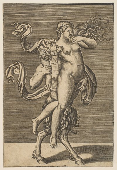 Sağ kolunu tutan bir periyi taşıyan Satyr, M.Ö. 1515-1600. by Unbekannt