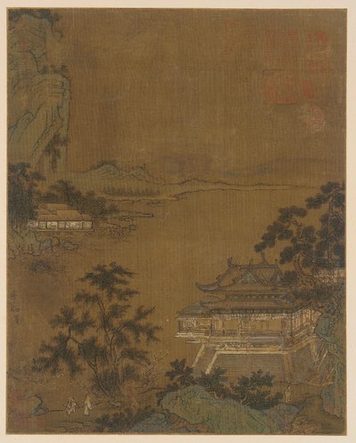 Bir Nehir Kenarı Köşküne Gelen Bilgin, Ming hanedanı, 15. yüzyıl. by Unbekannt