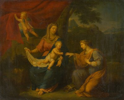 Aziz Catherine ile Oturan Madonna by Unbekannt
