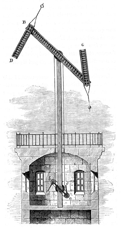 Claude Chappes semaforu için bir telgraf kulesinin kesit görünümü, 1792, c1870 by Unbekannt