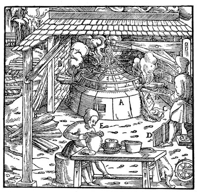 Bir kupelasyon fırınında kurşunun gümüş veya altından ayrılması, 1556 by Unbekannt