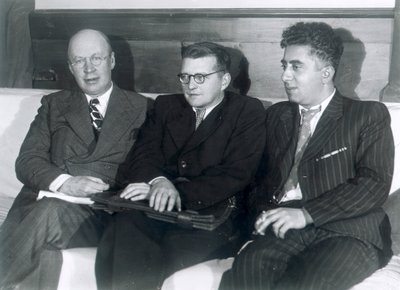 Sergei Prokofiev, Dmitri Shostakovich ve Aram Khachaturian, Rus besteciler, 1945 by Unbekannt