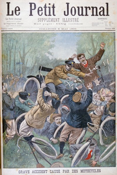 Bisikletlerin neden olduğu ciddi kaza, Paris, 1900 by Unbekannt