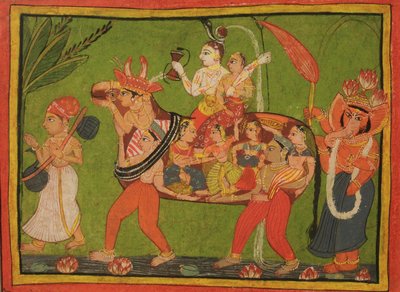 Shiva ve Parvati, toplanmış kadınlardan oluşan bileşik bir inek üzerinde by Unbekannt