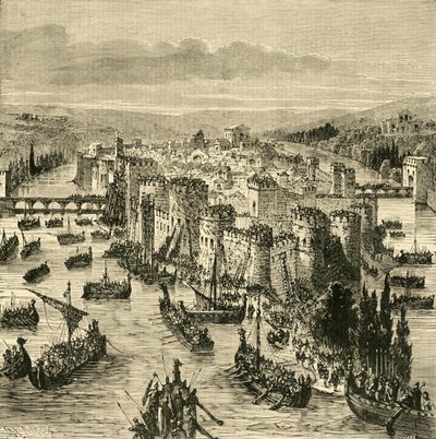 Norsemen tarafından Paris Kuşatması, 845, 1890. by Unbekannt