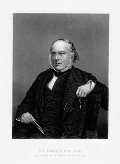 Sir Rowland Hill, İngiliz öğretmen, hiciv yazarı ve kuruş posta ücretinin yaratıcısı, 19. yüzyıl by Unbekannt