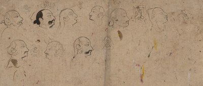 Yüz Çalışmaları Eskiz Sayfası, muhtemelen Maharao Kishor Singh, yaklaşık. 1830. by Unbekannt