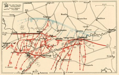Mons ve Charleroi, c1914, c1920 Yakınlarındaki Baş Operasyonların Taslağı. by Unbekannt