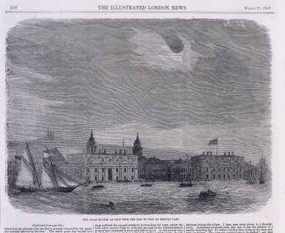 Kraliyet Gözlemevi üzerinde görülen güneş tutulması, Greenwich, 1858 by Unbekannt