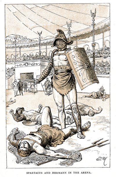 Arenada Spartacus ve Hermann, 19. yüzyılın sonlarında by Unbekannt