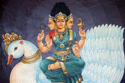 Sri Mariamman Hindu tapınağı. Hindu Tanrısı. Sri Bramhi. Singapur by Unbekannt