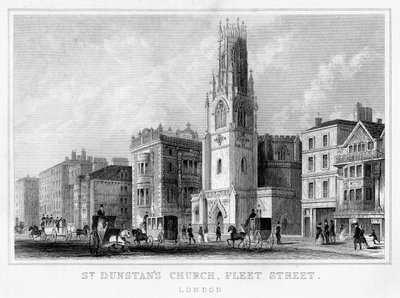 St Dunstans Kilisesi, Fleet Street, Londra Şehri, 19. yüzyıl by Unbekannt
