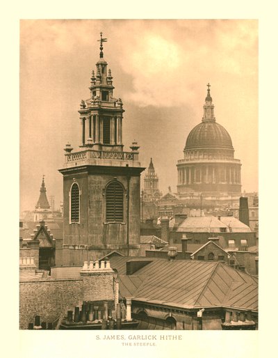 St James, Garlick Hithe, The Steeple, 19. yüzyılın ortaları. by Unbekannt