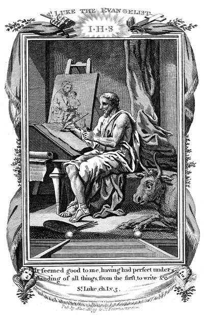 Evangelist Aziz Luka müjdesini yazarken, c1808 by Unbekannt