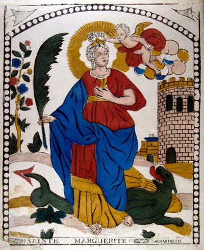 Aziz Margaret veya Antakya Marinası, 4. yüzyılın başlarında bakire Hıristiyan şehit, 19. yüzyıl by Unbekannt