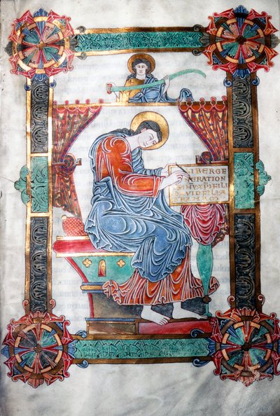 Aziz Matta İncilini yazarken, Anglo-Sakson eseri, c1062-65. by Unbekannt