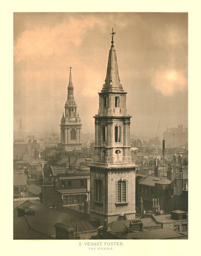 St Vedast Foster, The Steeple, 19. yüzyılın ortaları. by Unbekannt