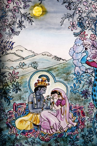 Iskcon tapınağında vitray: Krishna ve Rada, Londra, Grande-Bretagne by Unbekannt
