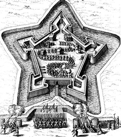 Kuşatma altına giren bir hendekle korunan Star Fort, 1617-1619 by Unbekannt