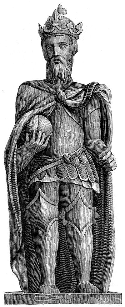 Charlemagne Heykeli 712-814, St Julien le Pauvre, Paris, 11.-12. yüzyıl 1849 by Unbekannt