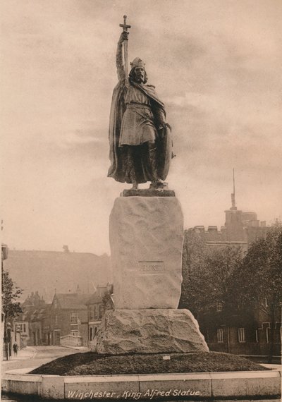 Kral Alfred the Great, Winchester, Hampshire, 20. yüzyılın başlarında heykeli by Unbekannt