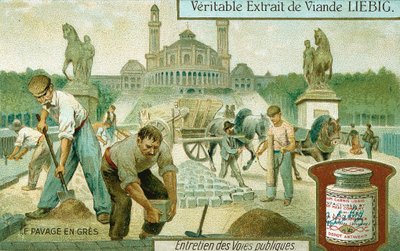 Granit setlerle bir yol kaplaması, Paris, c1900 by Unbekannt
