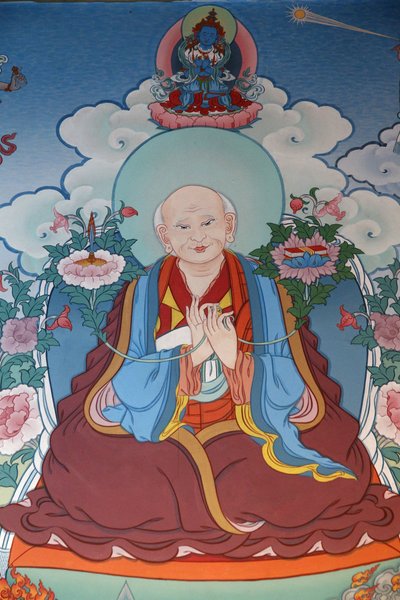 Bin Buda Tapınağı Dashang Kagyu Ling cemaati Resim Keşiş dua ediyor, La Boulaye, Fransa by Unbekannt