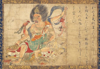 Tenkeisei, Cennetsel Cezanın Tanrısı Beş asılı parşömen setinin bir parçası Kötülüğün Yok Edilmesi, 12. yüzyıl by Unbekannt