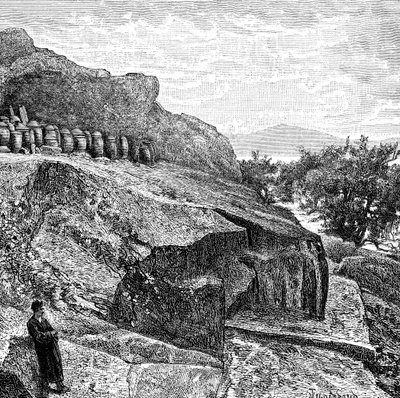 Amoy, c1890 yakınında cenaze çömleği bulunan teras by Unbekannt