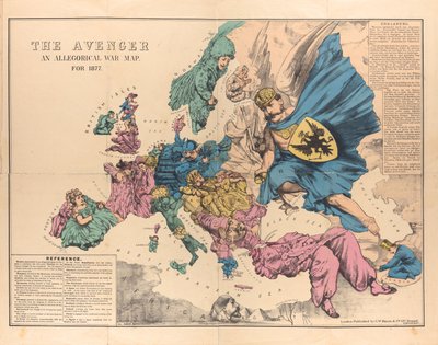 Yenilmez: 1877, 1876-1877 için Alegorik Bir Savaş Haritası. by Unbekannt