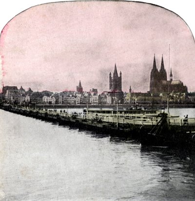 Ren Nehri Üzerindeki Tekneler Köprüsü, Köln, Almanya, 20. yüzyılın başlarında by Unbekannt