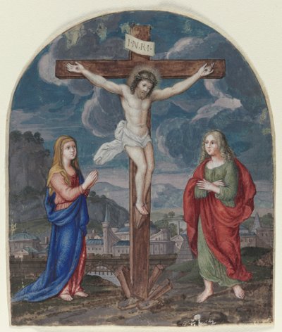 Çarmıha Gerilme: Bir Dua Kitabından Kesilen Minyatür, c. 1540-1550. by Unbekannt