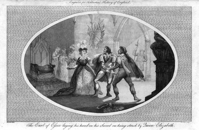 Essex Kontu, Kraliçe Elizabeth tarafından vurulduğunda kılıcına elini koyuyor., 1792 by Unbekannt