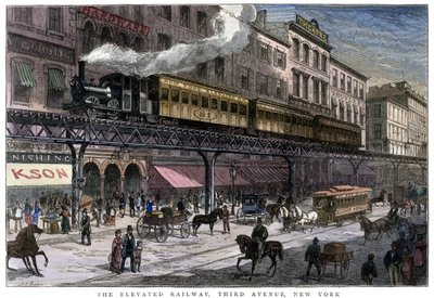 Yükseltilmiş Demiryolu, Üçüncü Cadde, New York, 1879 by Unbekannt