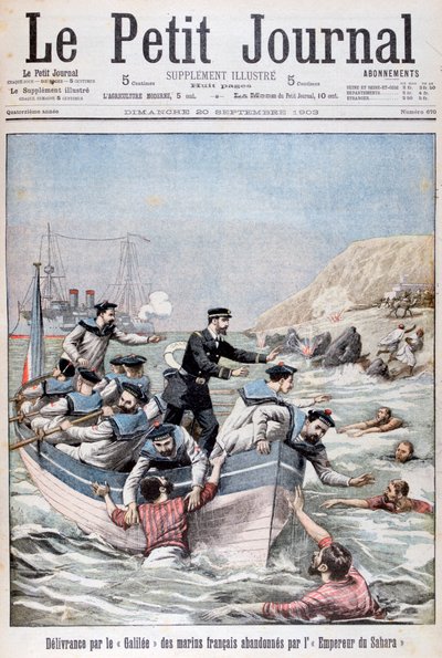Fransız Linois Sınıfı kruvazörü Galilee Fransız denizcileri kurtarıyor, 1903 by Unbekannt
