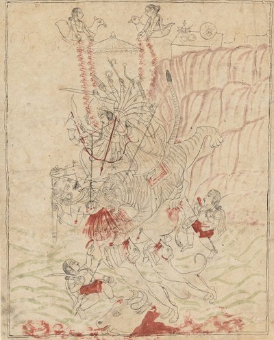 Bufalo Şeytanını Öldüren Tanrıça Durga, Mahisha Mahishasur Mardini, Ka. 1760. by Unbekannt
