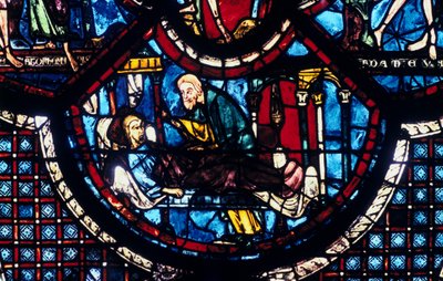 İyi Samiriyeli Hacı ile ilgilenir, vitray, Chartres Katedrali, Fransa, 1205-1215 by Unbekannt