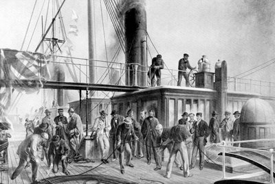 Büyük Doğu, kayıp Atlantik kablosunu geri alıyor, 1866, c1920 by Unbekannt