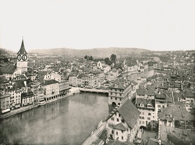 Grosse Stadt ve Kleine Stadt, Limmat Nehri tarafından bölünmüş, Zürih, İsviçre, 1895. by Unbekannt