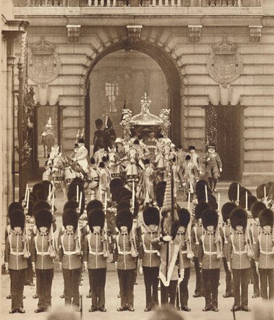 Kral ve Kraliçe, taç giyme törenleri için saraydan ayrıldı, 1937 by Unbekannt