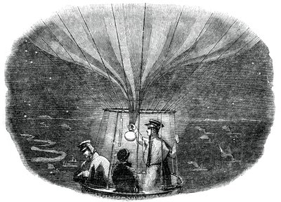 1836, 1886 geceleri Liege üzerinden geçen Nassau balonu by Unbekannt