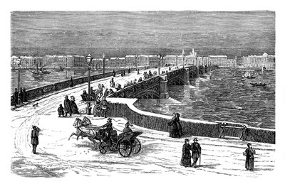 Neva Nehri üzerindeki Nicolai Köprüsü, St Petersburg, Rusya, c1888 by Unbekannt