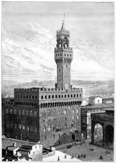 Piazza della Signoria, Palazzo Vecchio, Floransa, İtalya, 1882 by Unbekannt