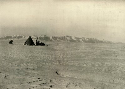 Kraliçe Alexandra Sıradağları, Buzuldan aşağı inerken fotoğraflandı, c1908, 1909 by Unbekannt