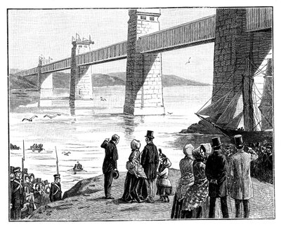 Queens Britannia Tubular Bridge ziyareti, Galler, c1888 by Unbekannt