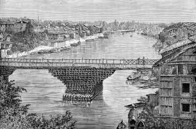 Jhelum nehri üzerindeki Srinagar Köprüsü, Pakistan, 1895 by Unbekannt