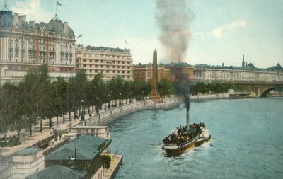 Victoria Embankment ve Thames Nehri üzerindeki vapur, Londra, c1907. by Unbekannt