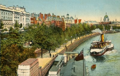 Victoria Dolgusu ve Thames Nehri üzerindeki vapur, Londra, c1910. by Unbekannt
